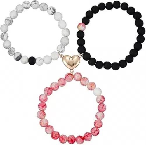 COLORFUL BLING BFF Bracelet for 3, Mother Daughter Bracelets Set, Cross Butterfly Heart Charm Bracelet for Women Men, Love Heart Matching Strand Bracelets Friendship Jewelry Gifts