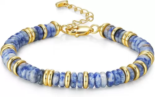 Colorful Gold Bracelets for Women, Stack Bangle Beaded Stone Jewelry Accessories Set for Woman, Trendy Fashion Jewelry Gifts