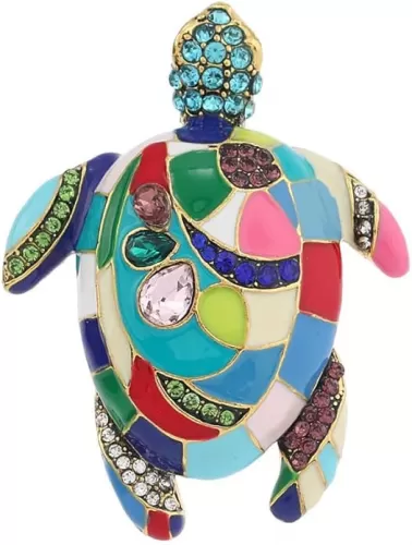 Colorful Sea Turtle Brooches For Women Men Fashion Rhinestone Animal Enamel Brooch Pin Jewelry Gift Accessories for Backpacks Set Badges Clothing Bags Jackets