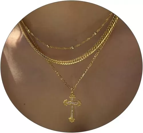 Cross Necklace for Women 14K Gold Plated Dainty Heart Cross Pendant Choker Simple Trendy Cute Cross Charm Diamond Necklace Faith Jewelry Religious Minimalist Gift