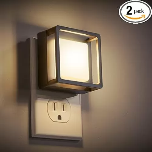 DORESshop LED Night Light, Night Lights Plug Into Wall [2 Pack] with Dusk-to-Dawn Sensor, Dimmable Nightlights, Adjustable Brightness for Bathroom, Hallway, Bedroom, Kids Room, Stairway, Soft White