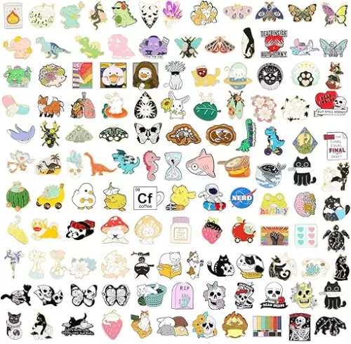 Enamel Pins for Backpacks, Cute Enamel Pins Backs Aesthetic Bulk Set Random Anime Lapel Badges Brooches Funny Pins for Women, Bag, Clothes, Jackets, Hats, Kids, Girls, Gifts