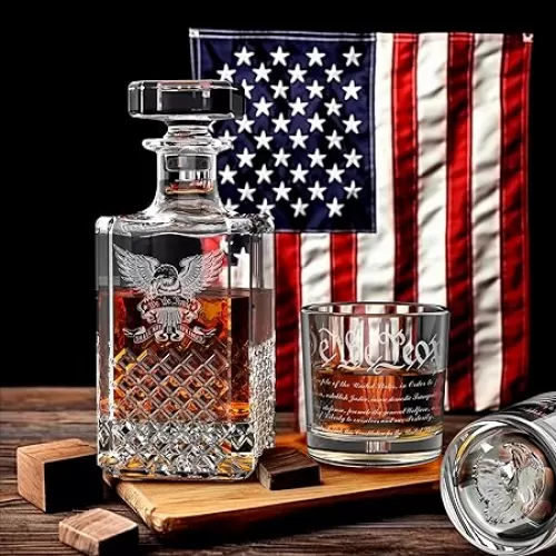 FURSARCAR Retired Gifts for Men Dad, Whiskey Decanter Set with 2 Glasses, Cool Fathers Birthday Present from Daughter Son, Christmas Retirement Gift Liquor Decanter Sets for Man