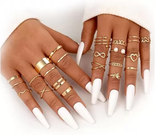 FUTIMELY Gold Kunckle Rings Set for Women gifts, Boho Stackable Rings Pack pearl Butterfly Statement Vintage Rings Set Birthday Gifts Jewelry
