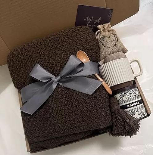 Get Well Soon Gift Baskets for Women&Men, Self Care Package - After Surgery, Sympathy Gifts for Loss of Loved One, Thinking of You//Grief/Bereavement/Miscarriage Gifts for Women(Dark Brown)