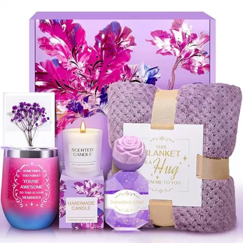 Get Well Soon Gift for Women with Luxury Flannel Blanket, Self Care Retirement Gifts Unique Relaxing Spa Gift Basket Set for grandma, Mom Women, Sister, Wife, Girlfriend, Her