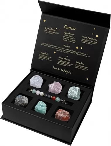 GolbalJew 12 Zodiac Signs Crystals and Healing Stones Gifts for Women Natural Crystal Jewelry Healing Crystal Zodiac Sign Stones with Crystal Bracelet The Astrology Birthstone with Horoscope Box Set