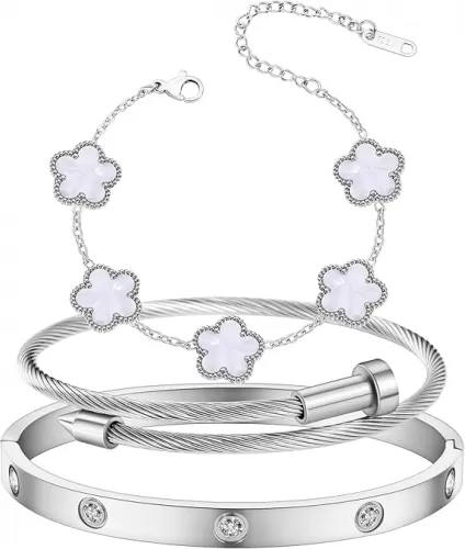 Gold Bracelets for Women 18K Gold Plated Love Friendship Bracelet With Cubic Zirconia Cuff Bangle Jewelry Set Witness the Gift of Love