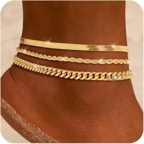 Gold Silver Ankle Bracelets for Women 14K Gold Plated Anklets for Women Waterproof Cuban Link Heart Chain Anklets Set Non Tarnish Dainty Layered Anklet Bracelets Summer Beach Jewelry