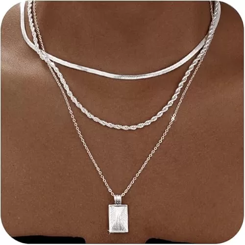 Gold/Silver Layered Necklaces for Women, Dainty 14k Gold Plated Stackable Choker Necklaces for Women, Trendy Layering Coin Chain Pendant Jewelry Set Gifts