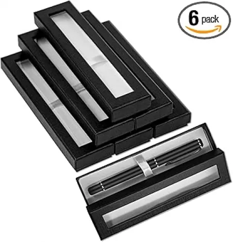 GTIL 6 Pcs Empty Pen Gift Box Pen Packaging Case with Clear Lid, Cardboard Pen Cases for Presentations Pen Display Cases, Jewelry Gift Packaging Office Supplies Business Birthday Souvenirs