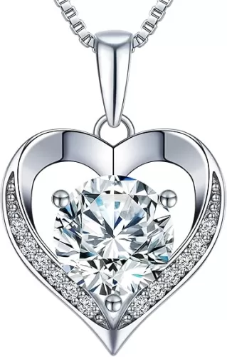 Heart Pendant Necklace Gifts for Wife, Engraved 