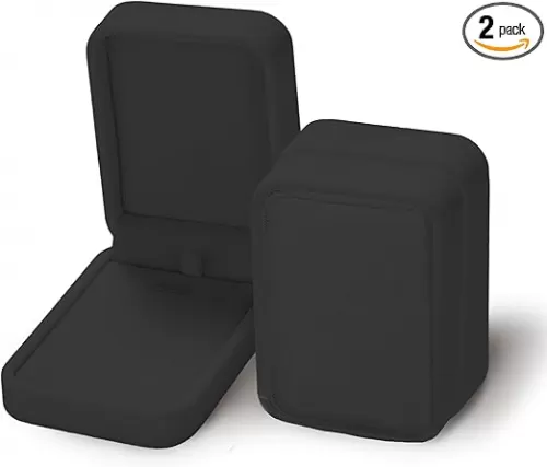 HESSION Set of 2 Velvet Jewelry Pendant Necklace Gift Box Engagement Wedding Case (Black)