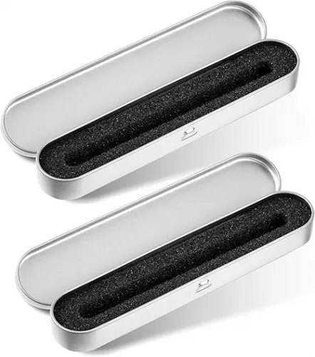 Hi.FANCY 2 Pack Metal Pen Case, Gift Box With Sponge, Stationery Box Metal Pencil Case, Metal Pencil Box, Stationery Organizer, Small Portable Makeup Brush Organizer, Office Supplies (silver)
