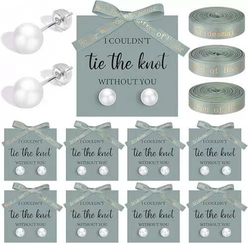 Highergo 8 Sets Bridesmaid Pearl Earrings Bridesmaid Proposal Gifts I Couldn