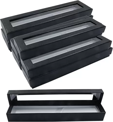 Hitefu 16pcs Pen Gift Box Empty Pen Cases with Clear Lid, Pencil Ballpoint Fountain Pen Presentation Display Box, Black Pen Jewelry Gift Wrapping Packing for Business Birthday Souvenir Office
