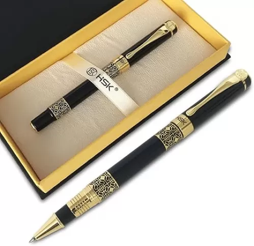 HSK Luxury gift Pen Ballpoint Pens Black Refill, Classical retro style pen, Best Ball Pen Gift Set for Men & Women Professional Executive, Office, Nice Pens Classy Gift Box (Red)