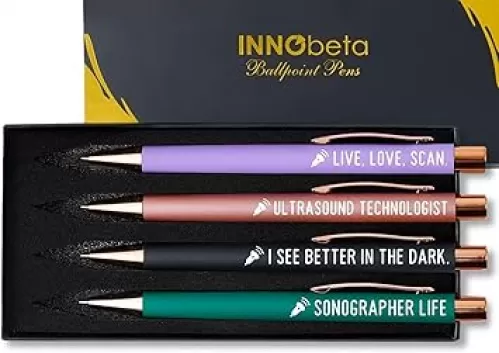 InnoBeta Sonographer Gifts for Women, Sonography Ultrasound Tech Radiology Gifts, Ballpoint Pen Set of 4, Perfect for Birthday & Christmas