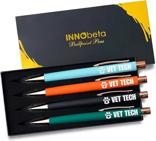 InnoBeta Vet Tech Gifts, Ballpoint Pen Set of 4, Appreciation Gifts for Veterinary Technologists on Christmas, Birthday and End of Year