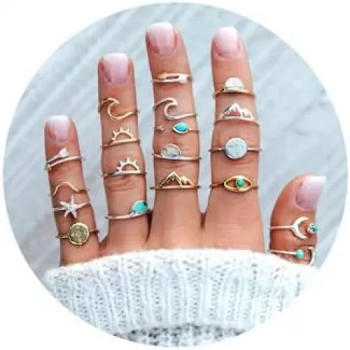 ItsStarred 7-19pcs Silver Star Moon Knuckle Ring Set for Women Vintage Stackable Midi Finger Rings Set