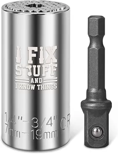Janhavi Universal Socket Wrench Tool, Engraved Personalized Text, 1/4"- 3/4"(7-19mm), with Power Drill Adapters, Tech Gadgets For Dad, Husband Grandpa and All Men, Gift For Birthday Christmas Anniversary