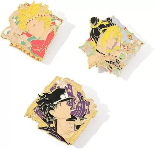 JJBA JoJo Anime Enamel Pins - Jotaro Jolyne Joseph Cosplay Brooch - Christmas Gifts for Kids Girls Teens Women Men
