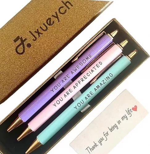 Jxueych Inspirational Metal Pens for Women (3-Pack) - Empowering Quotes: 