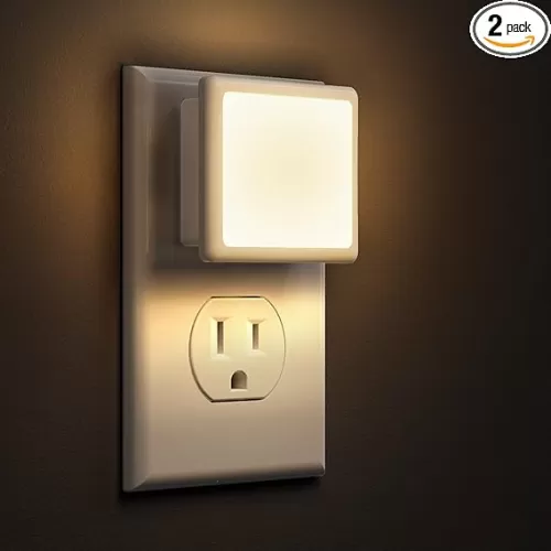 L LOHAS LED Night Lights Plug into Wall 2-Pack, 0.3W Plug in Night Light, Dusk to Dawn, 3000K Soft White, Bright Nightlight Auto-On/Off, for Adults Kids Room Bedroom Bathroom Hallway Kitchen, Non-Dim