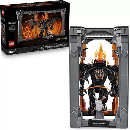 LEGO Icons The Lord of The Rings: Balrog Book Nook Kit - DIY Craft Building Set for Adults, 18+ - Collectible Gandalf Minifigure - Gift Idea for Birthdays - Home or Room Decor - 10367