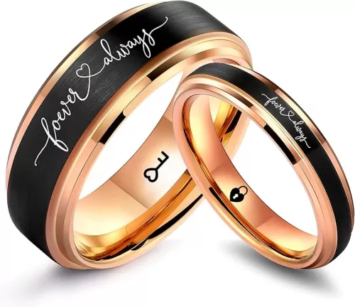 LerchPhi Custom Engraved Tungsten Ring, Personalized Valentine