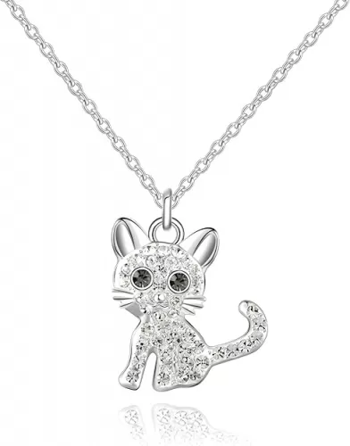 luomart Girls Cat Birthstone Necklace Gifts for Women, Kitty Cats Dog Pendant Necklaces Jewelry for Cat Lovers