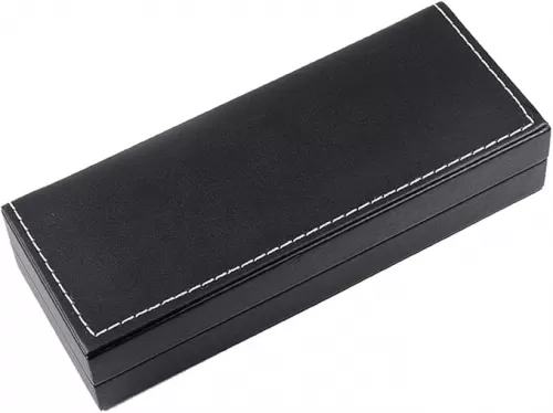 luzen 1PC PU Leather Long Pen Gift Box Rectangle Empty Ballpoint Fountain Pen Display Organizer Storage Case Single Pen Collection Box for Men an Women Business Office School Supplies, Black