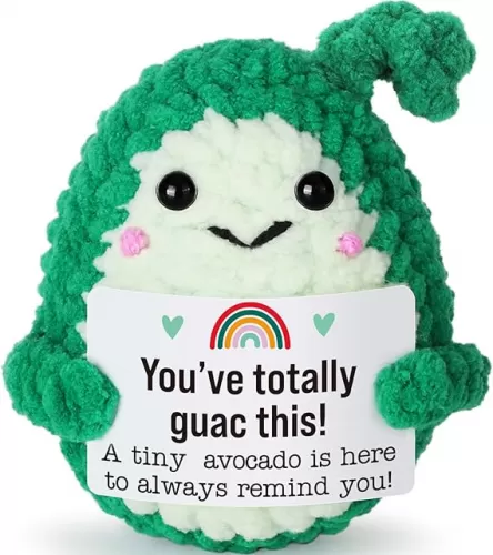 Mini Inspirational Avocado Gifts for Women Teen Girl Birthday, Positive Emotional Handmade Crochet for Her Friend Employee Coworker Student, Small Cute Stuff Things, Cheer Congratulations Office Decor