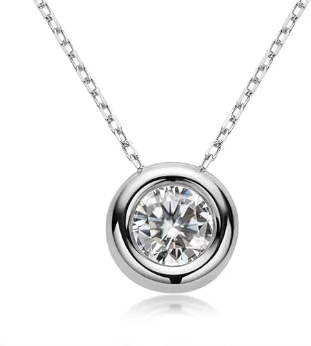 Moissanite Necklaces for Women, 1-3 CT Solitaire Pendant 925 Sterling Silver Jewelry Mother