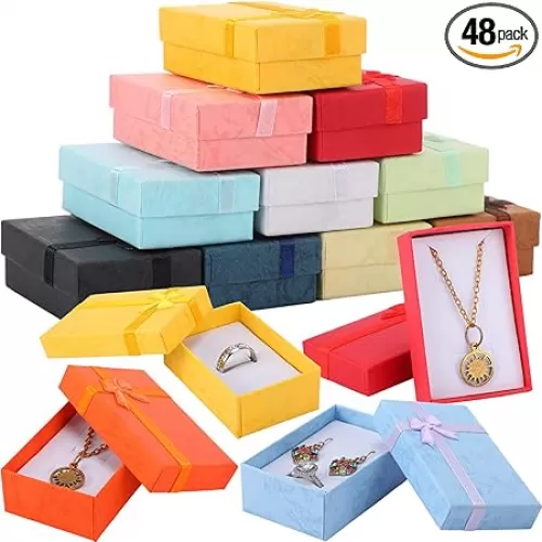 MTLEE 48 Pcs Gifts Box Set Jewelry Gift Boxes for Rings Pendants Earring Necklaces Cardboard Jewelry Boxes for Mother