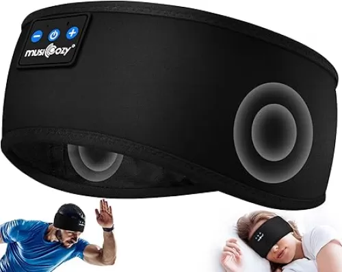 MUSICOZY Sleep Headphones Bluetooth 5.4 Headband, Sports Wireless Earphones Sweat Resistant Earbuds Sleeping Headphone with Ultra-Thin HD Stereo Speaker for Workout Running Cool Gadgets Unique Gifts
