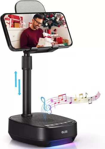 OLES Gifts for Men Women, Adjustable Cell Phone Stand with Wireless Bluetooth Speaker(7-11