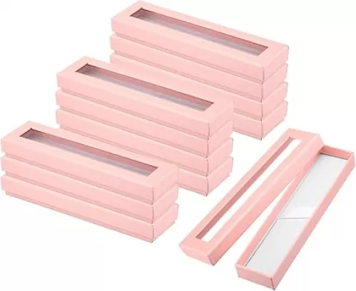 PATIKIL Pen Gift Box, 12 Pack Empty Pen Case Cardboard Case with Clear Window Pen Presentation Display Box for Pencil Ballpoint Jewelry Business Office, Blue