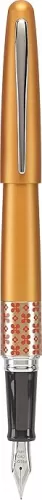 PILOT MR Retro Pop Collection Fountain Pen in Gift Box, Orange Barrel with Flower Accent, Medium Point Stainless Steel Nib, Refillable Black Ink (91443)