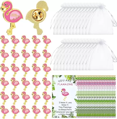 Quelay 30 Sets Flamingo Gift for Women Employee Appreciation Gifts Bulk Positive Pink Flamingo Pins You Are Flamazing Inspirational Card Thank You Gift for Coworker Staff Volunteer Teacher Favor