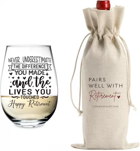 Retirement Wine Bag Glass Set Retirement Gifts for Women Men Farewell Gifts for Coworkers Going Away Gift for Friends Boss Nurse Mother Father Day Grandma Grandpa Teacher