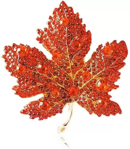Rhinestone Crystal Maple Leaf Brooch Pin for Women Fall Thanksgiving Vintage Colorful Maple Leaf Lapel Pin Party Prom Wedding Thanksgiving Jewelry Gift