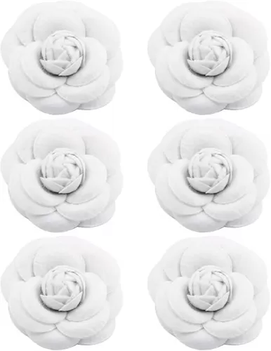 Set of 6 Camellia Brooch Camellia Corsage Fabric Flower Hair Clip Artificial Flower Brooches Lapel Pin for Hat Bag Dress Suit, Exquisite Gifts for Women Girls Type 1