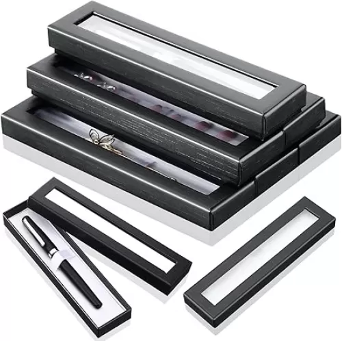Spakon Pen Gift Box Empty Cases with Clear Lid, Pen Ballpoint Presentation Display Box Christmas Jewelry Gift Present Cases Collection Sets for Business Birthday Souvenir Office Supplies(8 Pcs)