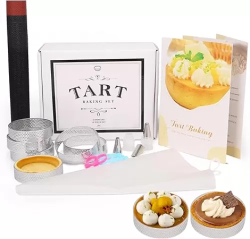 Tart Baking Set Gift, Kitchen Baking Tools, Baking Supplies for Beginners Baking Accessories, Fun Kitchen Gifts for Women Men Adults, Baking Essentials for Home Bakery, Non-stick Tart Molds for Baking