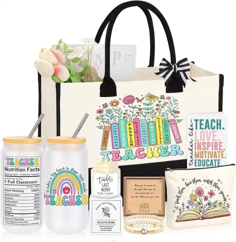 Teacher Appreciation Gifts for Women, End of Year Thank You Gifts for Teachers Basket Set of 5
