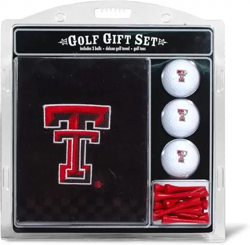 Team Golf NCAA Gift Set Embroidered Golf Towel, 3 Golf Balls, and 14 Golf Tees 2-3/4" Regulation, Tri-Fold Towel 16" x 22" & 100% Cotton