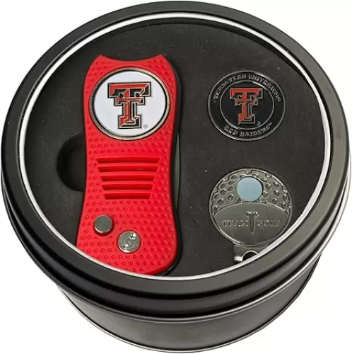 Team Golf NCAA Gift Set Switchblade Divot Tool, Cap Clip, & 2 Double-Sided Enamel Ball Markers, Patented Design, Less Damage to Greens, Switchblade Mechanism