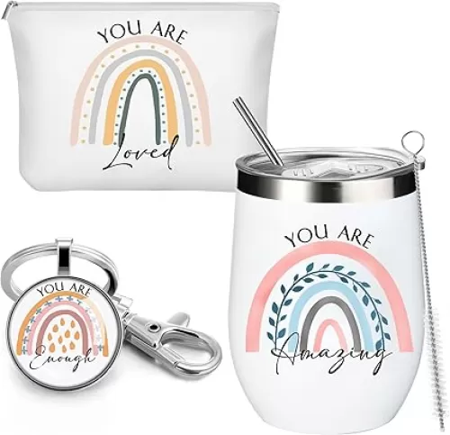 Tessco for you 3 Pcs Inspirational Gift for Women 12 oz Tumbler Cup with Lid Straw You