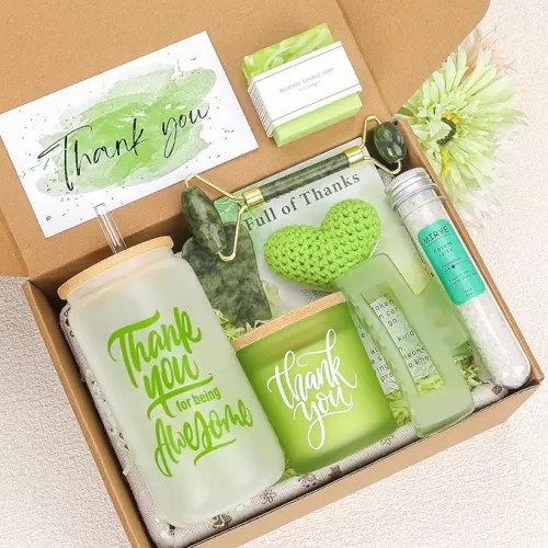 Thank You Gifts for Women, Teacher Employee Appreciation Gifts Basket, Thank You Gift for Friends Teachers Boss Nurse Hostess with Glass Tumbler Spa Set
